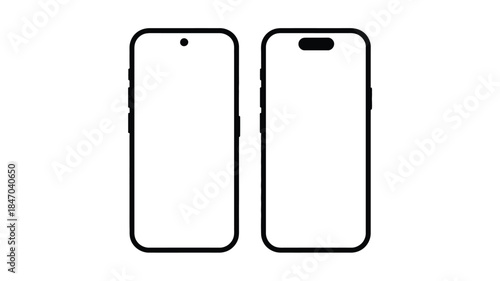 Smartphone device mockups with modern designs and blank screens