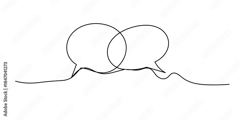 Obraz premium Speech Bubble Single Line Icon. Conversational elements of an artistic message. Communication cloud, blank dialog text neat vector design