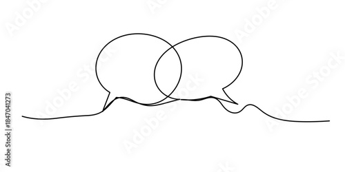 Speech Bubble Single Line Icon. Conversational elements of an artistic message. Communication cloud, blank dialog text neat vector design