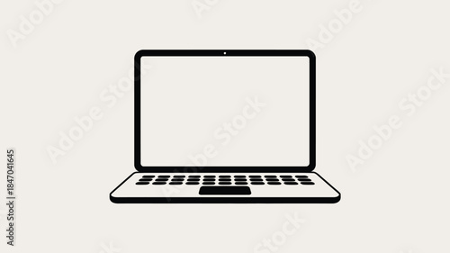 Modern laptop computer with blank screen for design or presentation