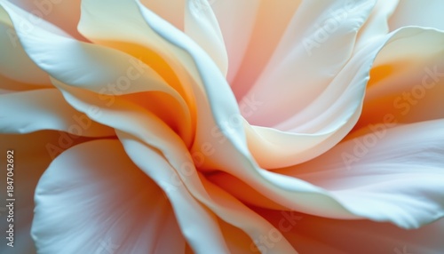 Delicate Petals of a Soft Peach Rose Flower with a Dreamy Pink and Cream Color Palette Showcasing Nature's Beauty