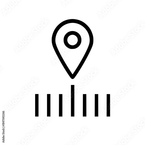 Location pin and distance measurement line icon
