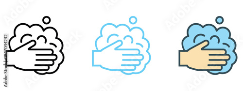 A clear illustration of hand washing with soap, promoting good hygiene for health