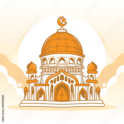 Magnificent Mosque Template Design for Ramadan