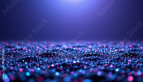 Abstract Glow of Purple and Blue Particles Creating a Dreamy Background with Depth and Sparkle in a Soft Focus Environment