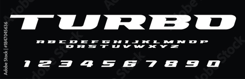 Turbo Lettering Font Alphabet Vector Design High Speed Racing Inspired Bold Dynamic Typeface for Automotive Posters Stickers Sports Cars T Shirts and Modern Motion Graphic Projects