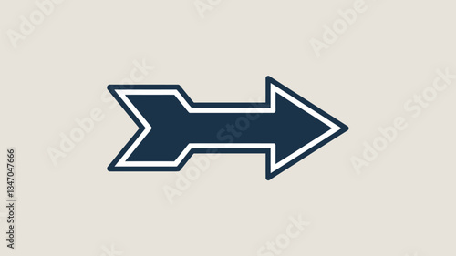 Modern navy blue arrow pointing right with white outline