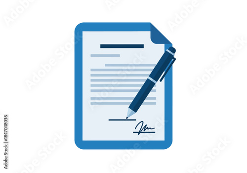 Document with Pen and Signature Illustration.