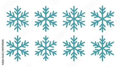Teal snowflakes on white background for winter designs