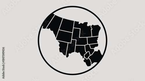 Map of southeastern United States in a circle