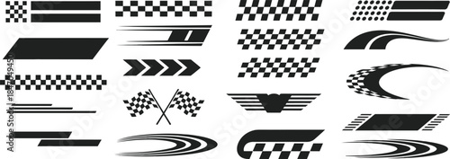 Motorsport Vector Graphics with Racing Stripes, Checkered Flags and Speed Patterns