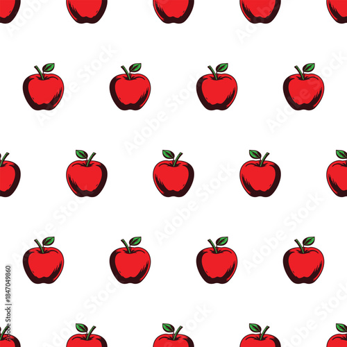 seamless red apple pattern for background, greeting card, packaging, texture, fabric pattern, wallpaper, wall decoration