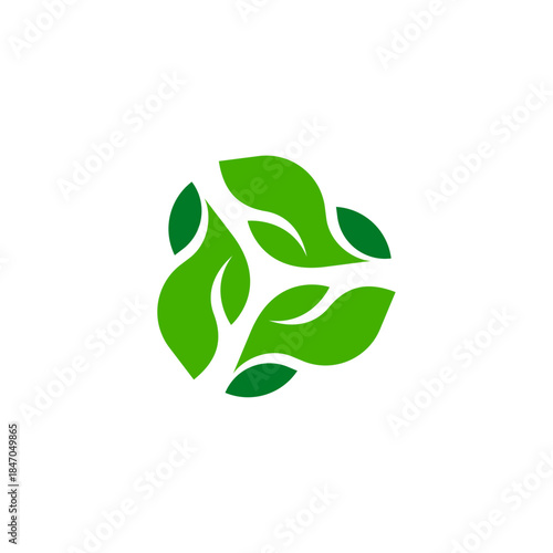 Green Leaf Eco Recycling Symbol Logo Design
