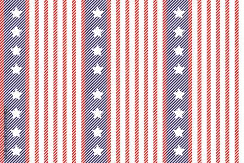 Seamless pattern in the style of the American flag with diagonal stripes and stars. Vector. Abstract patriotic design.