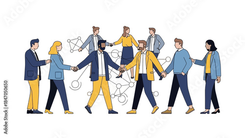 Diverse business professionals networking and connecting in modern office