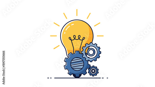 Innovative business idea with gears and lightbulb moment