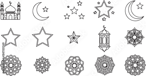 Black and White Arabic Geometric Pattern Collection