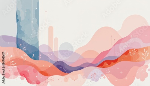 Abstract Art Illustration with Colorful Shapes and Soft Textures for Modern Design Projects and Creative Applications