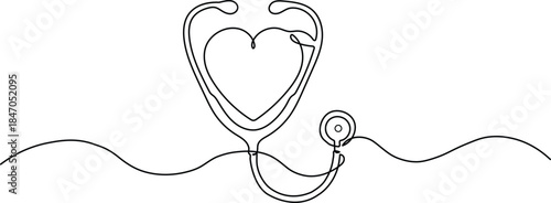 One line art for heart health and medical professionals.