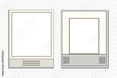 Minimal polaroid card frame collection with botanical elements, blank business template vector, abstract white style