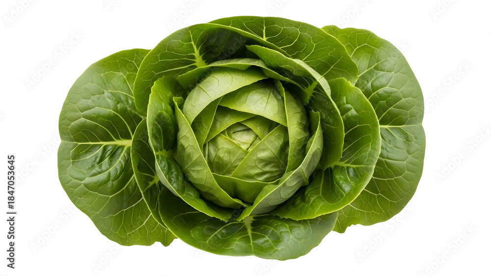 Fototapeta premium Fresh crisp lettuce head isolated on transparent background