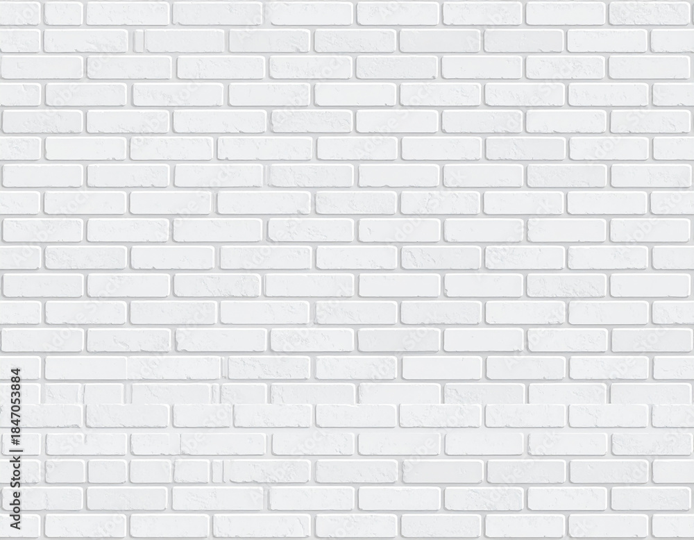 Fototapeta premium Textured white brick wall surface with visible grout and light casting shadows white brick texture