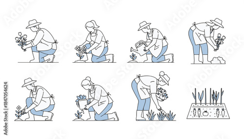 Farmers & Gardeners Silhouette Vector – Florists, Flower Growers & Country People
