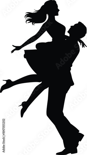 Silhouette of Two Women Dancing in a Ballroom couple