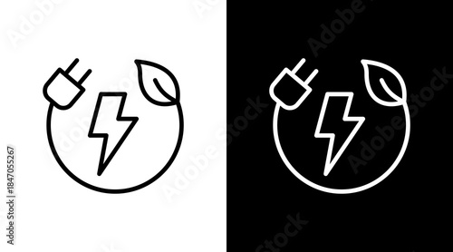 Green Energy White Icon Set Design