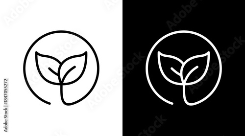 Eco Leaf White Icon Set Design