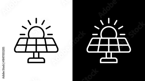 Solar Panel White Icon Set Design