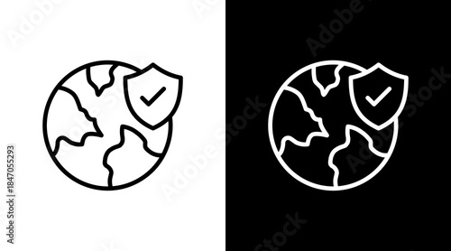 Earth Protection White Icon Set Design