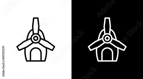 Wind Turbine White Icon Set Design