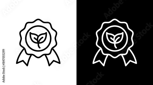 Eco Friendly Badge White Icon Set Design
