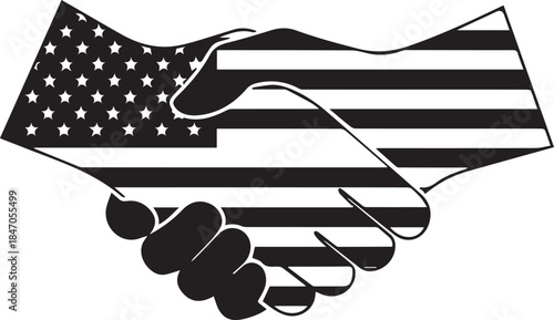 American flag handshake symbolizing unity and partnership