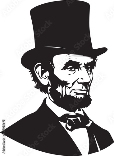 Abraham lincoln in a top hat and suit portrait illustration