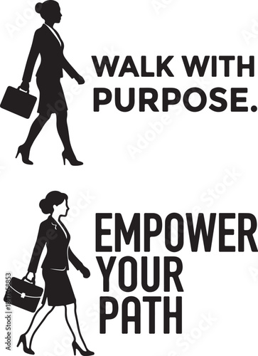 Motivational women walking with purpose and empowerment
