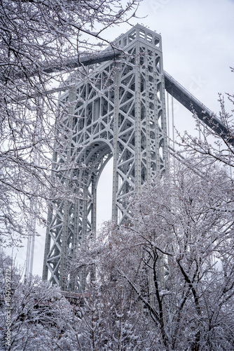 View of George Washington Bridge from Palisades Interstate Park in New Jersey.