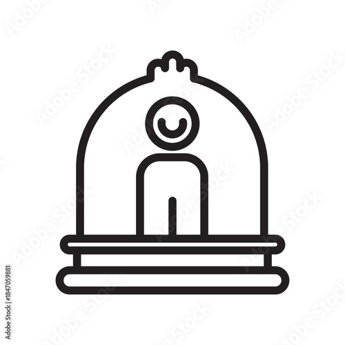 Smiling person in dome icon isolated user interface avatar graphic customer service support booth concept modern vector