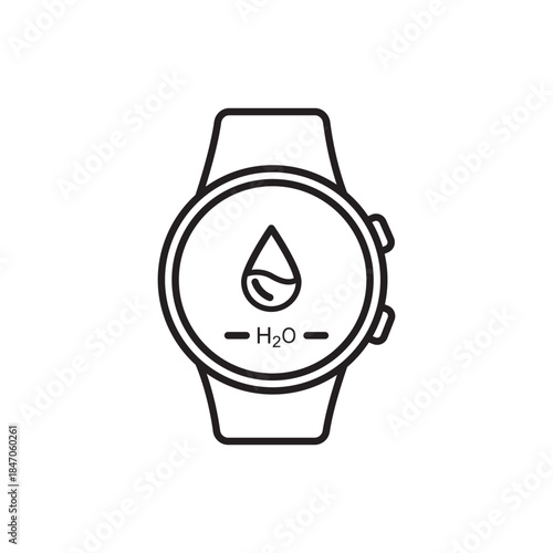 Smartwatch H2O hydration tracking icon essential water reminder for daily health fitness and wellness Modern wearable