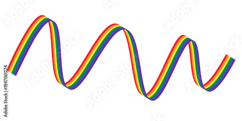 Flag LGBT ribbon icon, badge or button. Template design, vector illustration. Love wins. LGBT symbol in rainbow colors. Gay pride silk textile background.