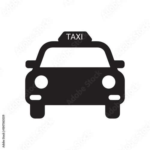 Minimalist Taxi Car Icon – Simple Cab Transportation Symbol for Travel, Ride Service, City Transport, and Public Service Design.