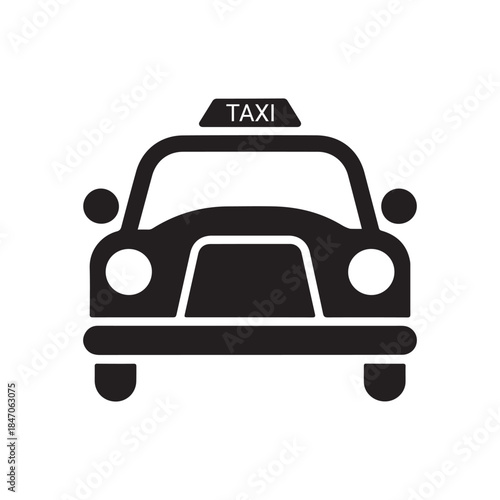 Minimalist Taxi Car Icon – Simple Cab Transportation Symbol for Travel, Ride Service, City Transport, and Public Service Design.