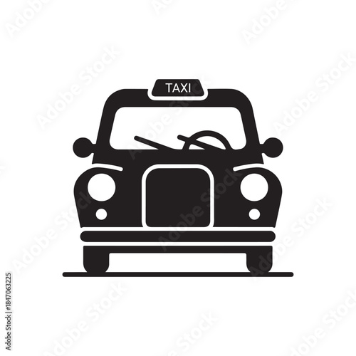 Minimalist Taxi Car Icon – Simple Cab Transportation Symbol for Travel, Ride Service, City Transport, and Public Service Design.