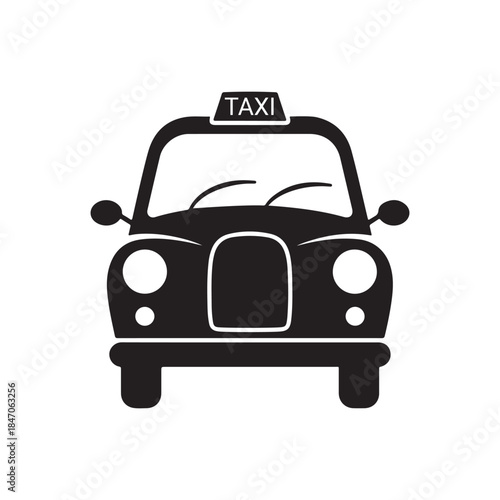 Minimalist Taxi Car Icon – Simple Cab Transportation Symbol for Travel, Ride Service, City Transport, and Public Service Design.
