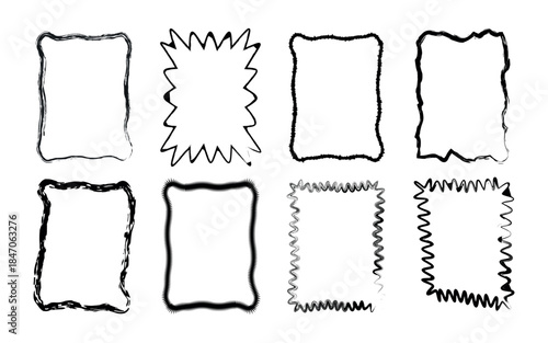 Collection of hand drawn rectangle borders and frames
