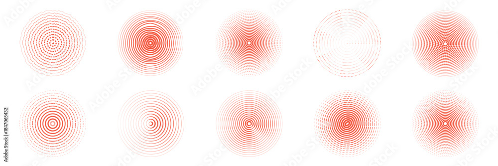 Obraz premium Radial lines pulse from center creating dynamic echo effect with circular patterns, perfect for audio visualization, signal graphics, and geometric wave compositions.