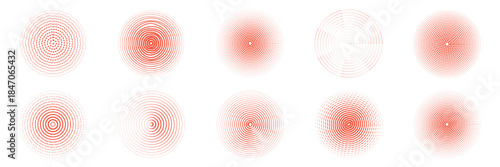 Radial lines pulse from center creating dynamic echo effect with circular patterns, perfect for audio visualization, signal graphics, and geometric wave compositions.