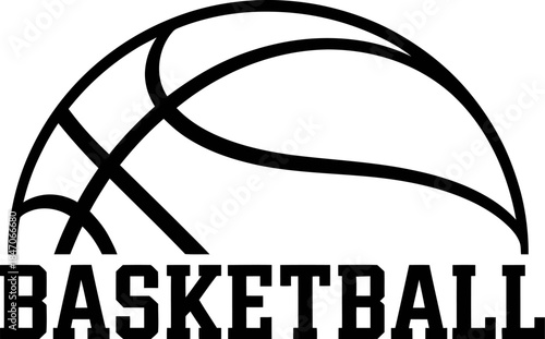 Basketball Sport Logo Black and White Typography Vector
