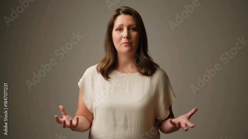 A woman with hands raised expressing herself Stock Video